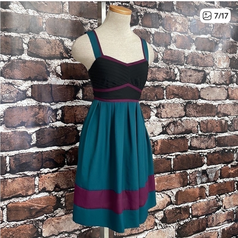 Urban Outfitters Kimchi Dress Sweetheart Black Teel Purple Size X Small XS